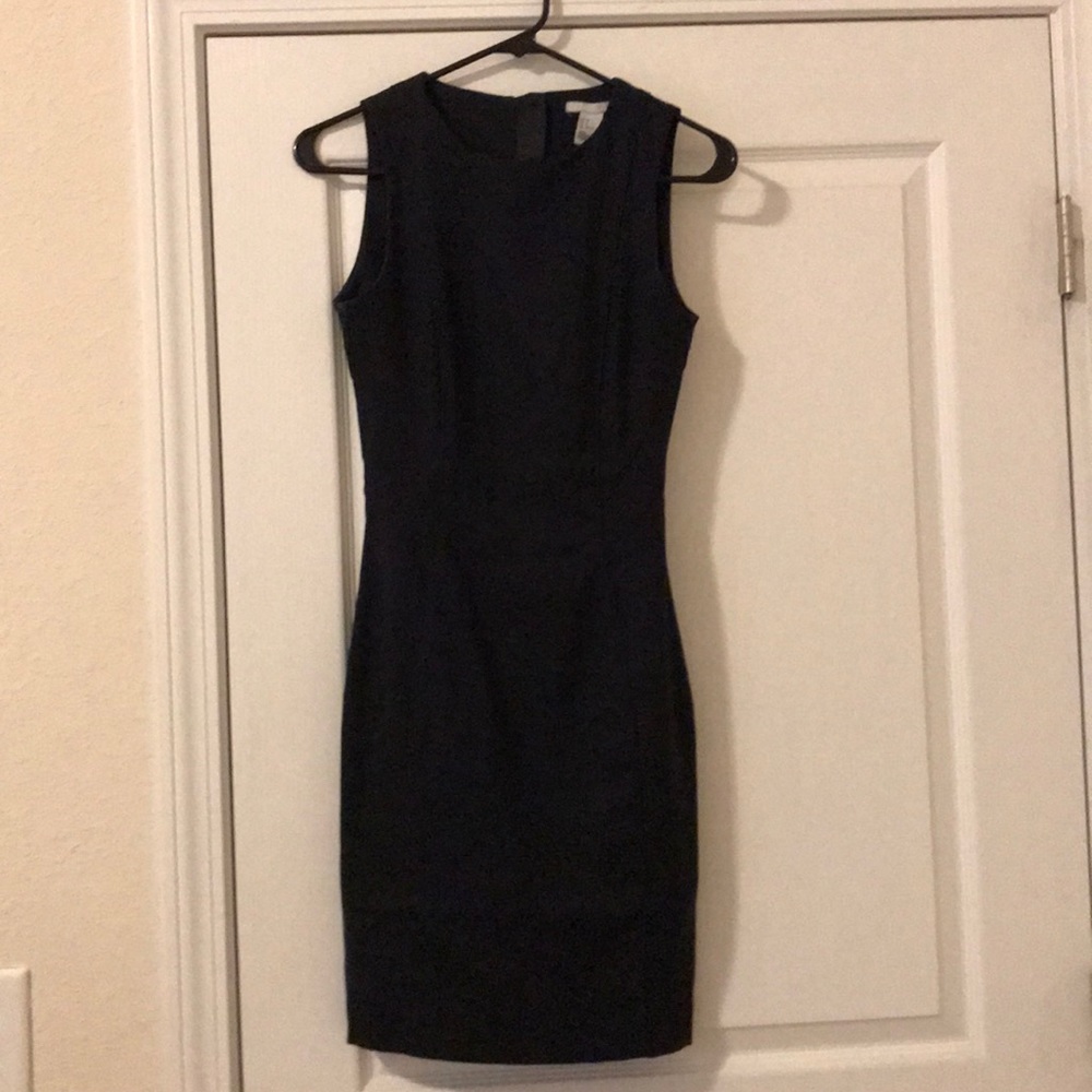 H&M Fitted Black & Navy Dress - Size 2